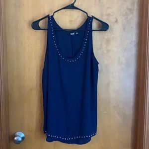 Navy blue tank with metal detail